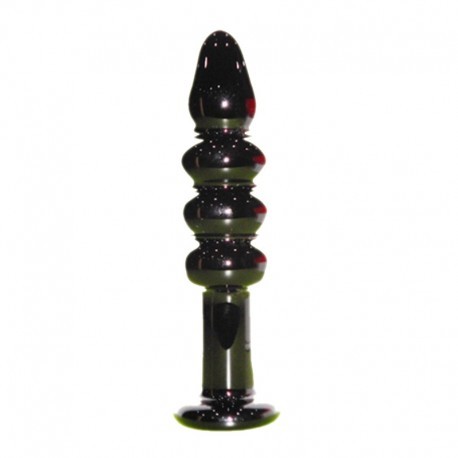 Black Beaded Glass Dildo Sex Toy